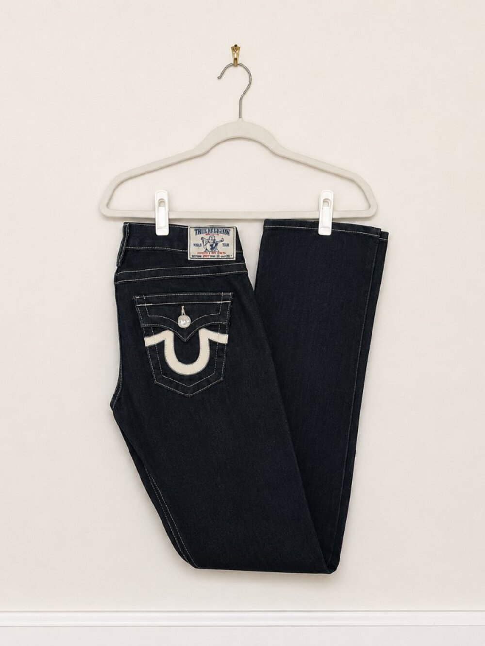 True Religion Billy Big T Flare Jeans Women's Size 28 Dark Wash Made in USA